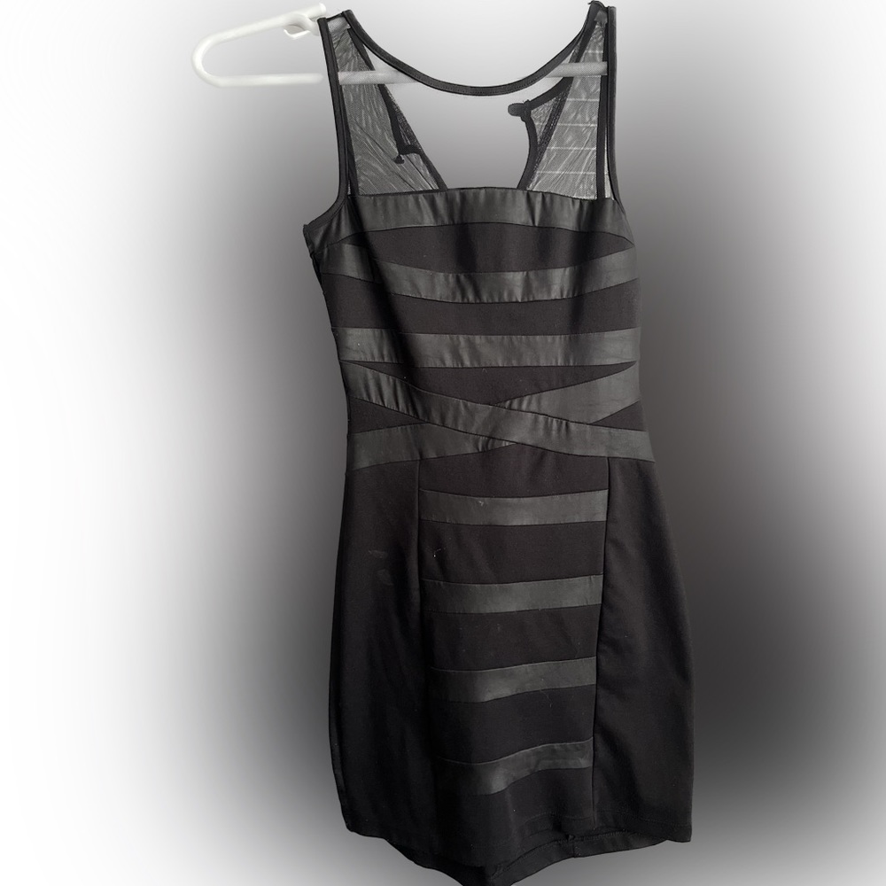 TRIXXI Women/Girls Faux Leather and Polyester Dress in Black